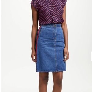 New With Tags Biden Denim Skirt With Red Detailing